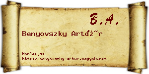 Benyovszky Artúr névjegykártya